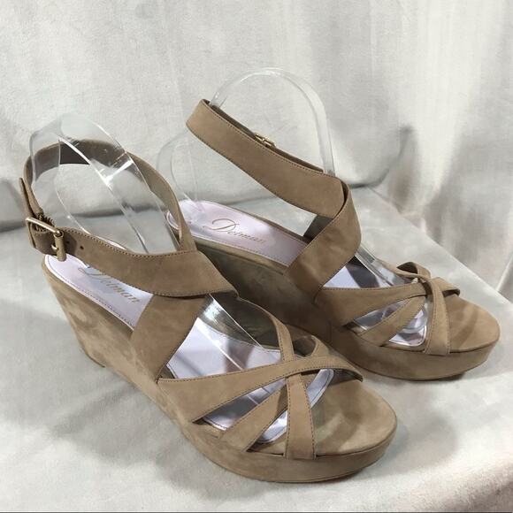 Delman ankle wrap wedges in taupe size 10 M - Picture 3 of 9